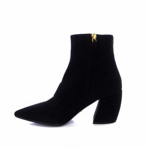 PRADA ショートブーツ ポインテッドトゥ チャンキーヒール スエード 35 22cm 黒 ブラック
