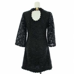 kate spade new york ワンピース ひざ丈 七分袖 総レース 刺繍 2-A S 黒 ブラック NJMU3107A