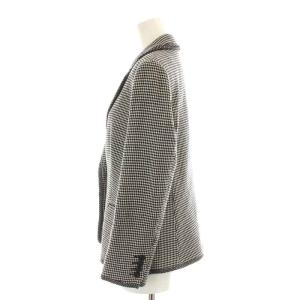 Max Mara テーラードジャケット シングル 総裏地 千鳥格子 水玉 ドット ウール 42 L 白 ホワイト 黒 ブラック