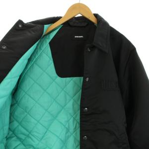 DIESEL コーチジャケット 中綿ジャケット ブルゾン アウター ロゴ刺繍 M 黒 ブラック