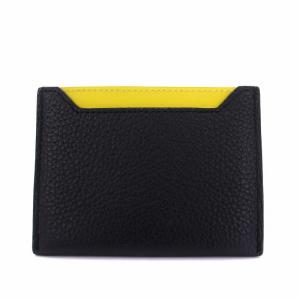 CELINE カードケース 名刺入れ レザー バイカラー 黒 黄色 ブラック イエロー