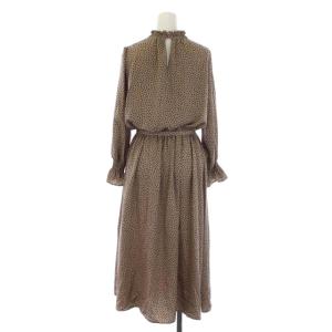 ANAYI 19SS ワンピース フレア ドット ハイネック フリル リボン 長袖 38 M 茶 ブラウン