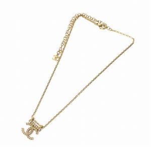 CHANEL 22年製 ココマーク ラインストーン ネックレス ペンダント ゴールドカラー