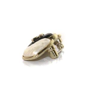 CHANEL 22年製 ココマーク ブローチ ハート フェイクパール ブラック ホワイト