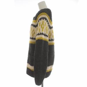 FREAK'S STORE ハンドニットカウチンカーディガン ローゲージ ミドル丈 長袖 クルーネック ウール混 F グレー