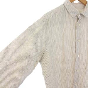 nest Robe CONFECT シャツ カジュアル ストライプ コットンリネン 02171-0045 長袖 4 M-L アイボリー 黒 ブラック