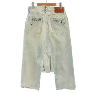 KAPITAL デニムパンツ ジーンズ サルエルパンツ ボタンフライ ビジュー スタッズ 装飾 USED加工 S ライトブルー