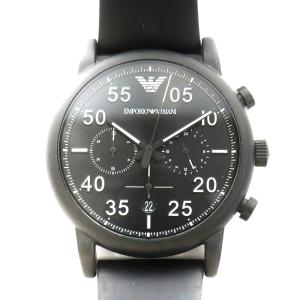 ルイージ ブラックダイアル ブラックレザーベルト 腕時計 アナログ 3針 クォーツ クロノグラフ 黒 ブラック AR11133