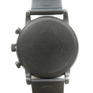 EMPORIO ARMANI ルイージ ブラックダイアル ブラックレザーベルト 腕時計 アナログ 3針 クォーツ クロノグラフ 黒 ブラック AR11133