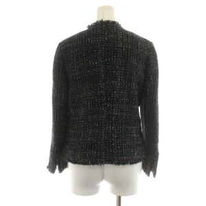 Theory ノーカラージャケット ツイード 2 M 紺 ネイビー 9104004