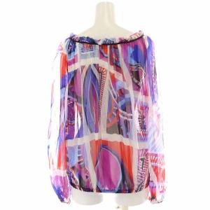 Emilio Pucci ブラウス シルク シアー シースルー 総柄 長袖 I38 S マルチカラー