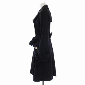 kate spade new york トレンチコート ロング ベルト付き 裏地総柄 バックリボン XS 黒 ブラック