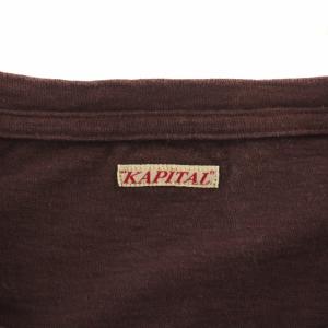 KAPITAL Tシャツ カットソー ロンT  長袖 クルーネック 袖刺繍 コットン 1 S 茶色 ブラウン