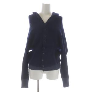 KAPITAL カーディガン リブニット 長袖 変形 フード ウール 1 S 紺 ネイビー グレー