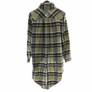 KAPITAL カジュアルシャツ ロング 燕尾 チェック 長袖 1 S 黄緑 ライトグリーン