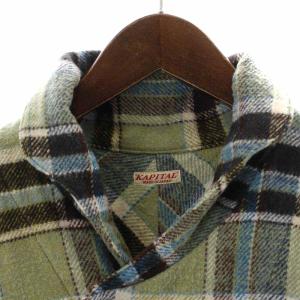 KAPITAL カジュアルシャツ ロング 燕尾 チェック 長袖 1 S 黄緑 ライトグリーン