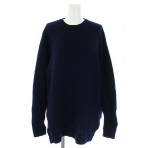 ニット セーター クルーネック 長袖 38 M 紺 ネイビー