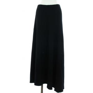 21SS スカート リブニット ロング フレア 40 L 黒 ブラック