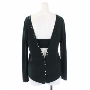 OPEN BACK BUTTON カットソー ニット セーター 長袖 F 緑 グリーン 01920330210