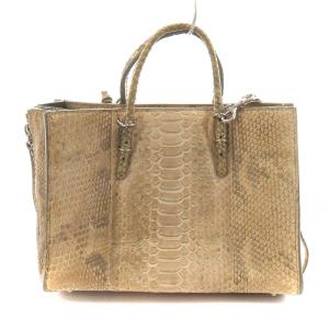 BALENCIAGA ペーパーA6 ショルダーバッグ ハンドバッグ 2way パイソン レザー ベージュ 370926