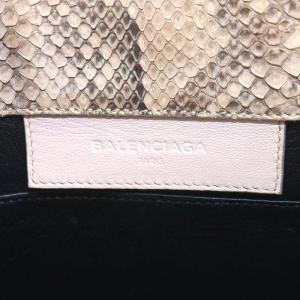 BALENCIAGA ペーパーA6 ショルダーバッグ ハンドバッグ 2way パイソン レザー ベージュ 370926