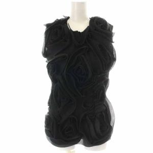 カットソー メッシュ ノースリーブ 黒 ブラック