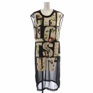 ワンピース ひざ丈 シアー シースルー ノースリーブ 黒 ブラック