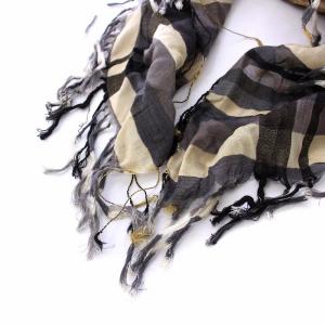 DRIES VAN NOTEN スカーフ フリンジ ボーダー シルク混 グレー