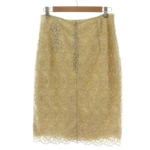 VALENTINO タイトスカート ひざ丈 総レース 44/8 XL ゴールド色
