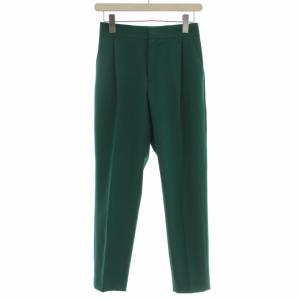 テーパードパンツ スラックス ジップフライ 無地 36 S 緑 グリーン