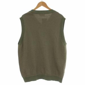 MONKEY TIME COTTON JACQUARD V NECK VEST ニットベスト プルオーバー Vネック ジャガード柄 コットン M 緑