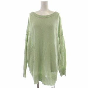 23SS テープヤーンワイドプルオーバー ニット リネン混 長袖 F 黄緑 ライトグリーン 23080200617010