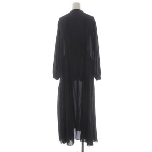 JOURNAL STANDARD relume 21AW サイドギャザーシフォンロングワンピース マキシ バンドカラー 長袖 F 黒 ブラック 21040462900030