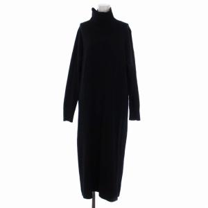 ミラノリブ タートルネックニットワンピース ロング 長袖 カシミヤ M 黒 ブラック 1626-199-4195