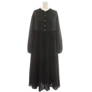 20AW ワンピース ロング プリーツ 長袖 パフスリーブ 36 S 黒 ブラック