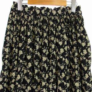 JOURNAL STANDARD relume 22AW マジョリカプリーツフラワースカート ギャザースカート フレア ロング マキシ 花柄 F 黒 ブラック