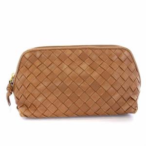 BOTTEGA VENETA ポーチ ケース イントレチャート レザー 茶 ブラウン 132534
