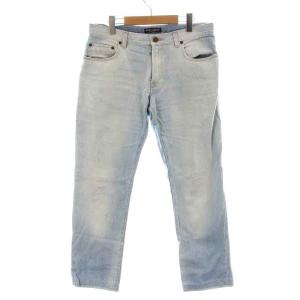 デニムパンツ ジーンズ ジップフライ ダメージ加工 USED加工 46 S ライトブルー