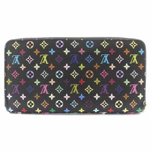 LOUIS VUITTON モノグラムマルチカラー ジッピー ウォレット 長財布 レザー 黒 M60050