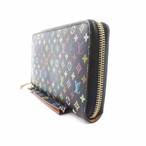 LOUIS VUITTON モノグラムマルチカラー ジッピー ウォレット 長財布 レザー 黒 M60050