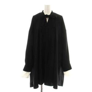 22AW LAYERED-CUFF BLOUSE チュニック ボウタイブラウス 長袖 リボン ロング ピンタック 38 M
