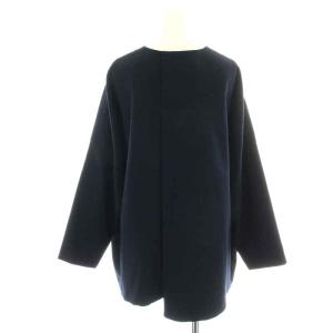 ENFOLD ダブルクロススクエアBOXプルオーバー カットソー 長袖 クルーネック アシンメトリー 36 S 紺 ネイビー 300CS230-0470