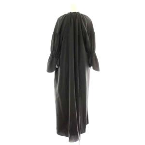 ENFOLD 23SS DESIGN-CUFF DRESS リボン ギャザー S チャコールグレー