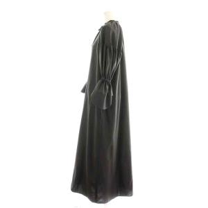 ENFOLD 23SS DESIGN-CUFF DRESS リボン ギャザー S チャコールグレー