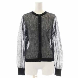 20SS SHEER COTTON EYELET CROPPED CD カーディガン シアー シースルー 長袖 S 黒 ブラック