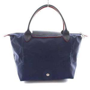 Longchamp ル プリアージュ クラブ LE PLIAGE CLUB トートバッグ ハンドバッグ ナイロン レザー 舟形 ロゴ刺繍 S 紺