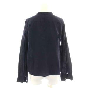 MARGARET HOWELL SOFT WASHED COTTON SHIRT シャツ ノーカラー バンドカラー 長袖 2 M 紺 ネイビー 578-9153009
