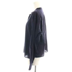 MARGARET HOWELL SOFT WASHED COTTON SHIRT シャツ ノーカラー バンドカラー 長袖 2 M 紺 ネイビー 578-9153009