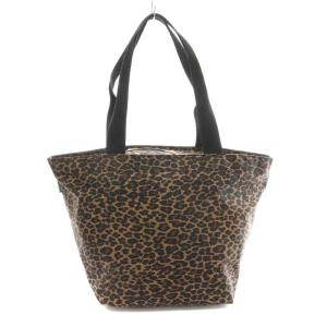 Hervé Chapelier トートバッグ ショルダーバッグ 舟形 ヒョウ柄 レオパード ナイロン L 茶 ブラウン 黒 ブラック