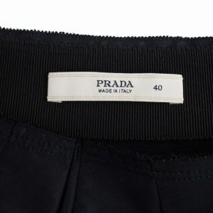 PRADA フレアスカート ひざ丈 シルク イタリア製 40 M 黒 ブラック